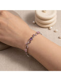 Women Silver-Plated Link Crystal Bracelet