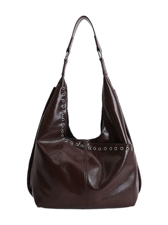 Solid Large Structured Shoulder Bag