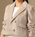 Corduroy Double Breasted Crop Casual Blazers