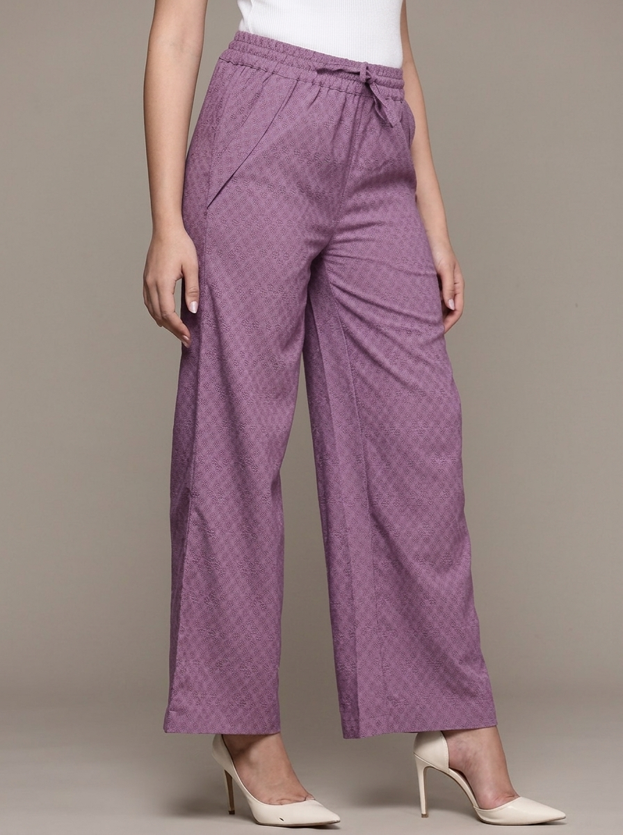 Women Textured High-Rise Pleated Trousers