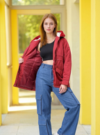 Women Hooded Solid Casual Parka Jacket