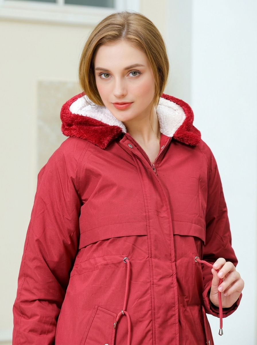 Women Hooded Solid Casual Parka Jacket