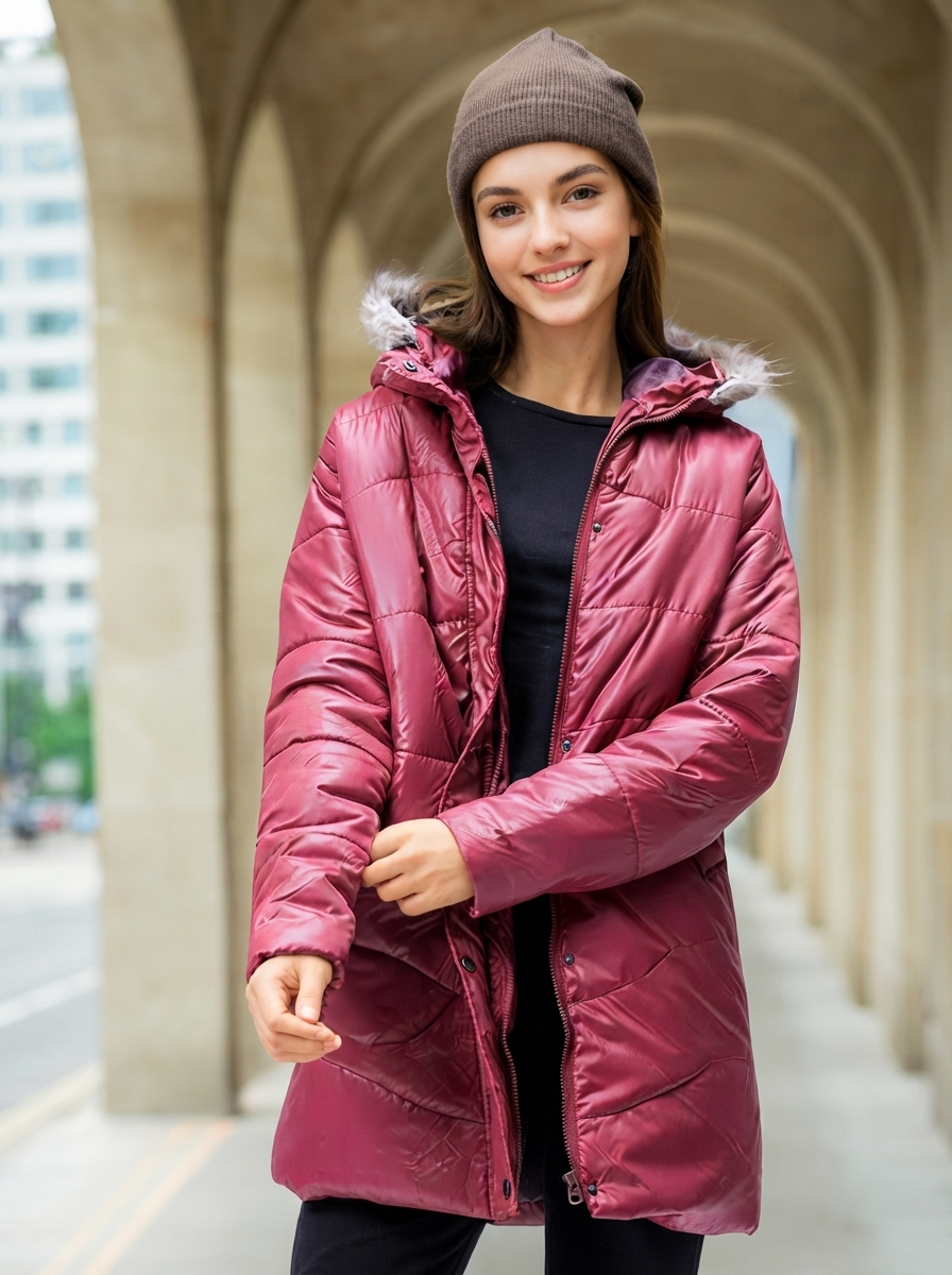 Women Hooded Solid Casual Parka Jacket