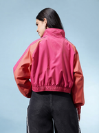 Mock Collar Windcheater Crop Bomber Jacket