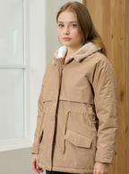 Women Hooded Solid Casual Parka Jacket