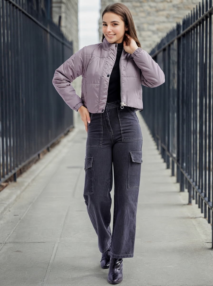 Two-in-One Cropped Detachable Sleeves Puffer Jacket
