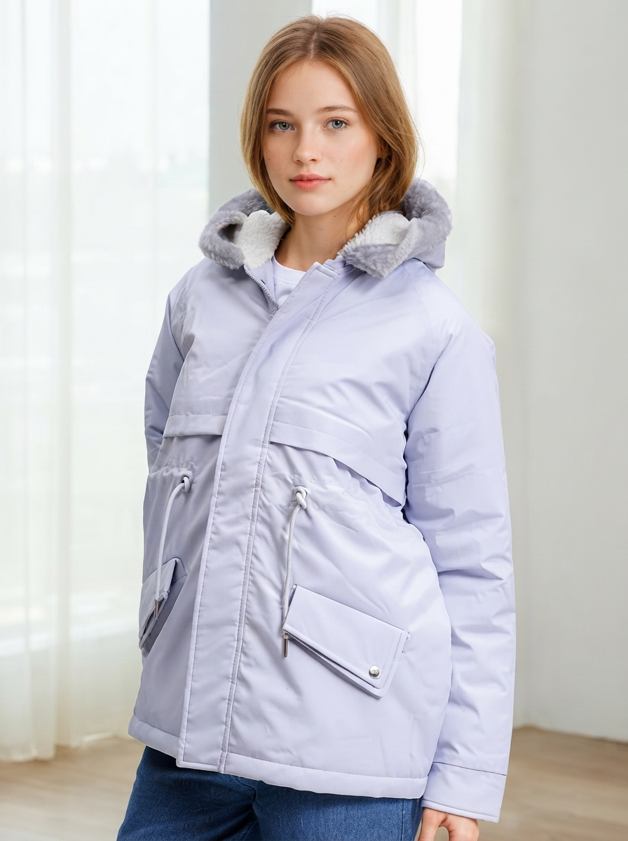 Women Hooded Solid Casual Parka Jacket