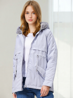Women Hooded Solid Casual Parka Jacket