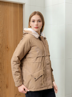 Women Hooded Solid Casual Parka Jacket