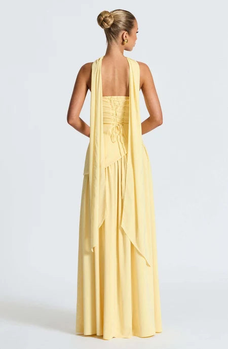 Greer Slit Maxi Dress With Scarf