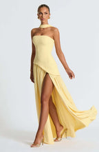 Greer Slit Maxi Dress With Scarf