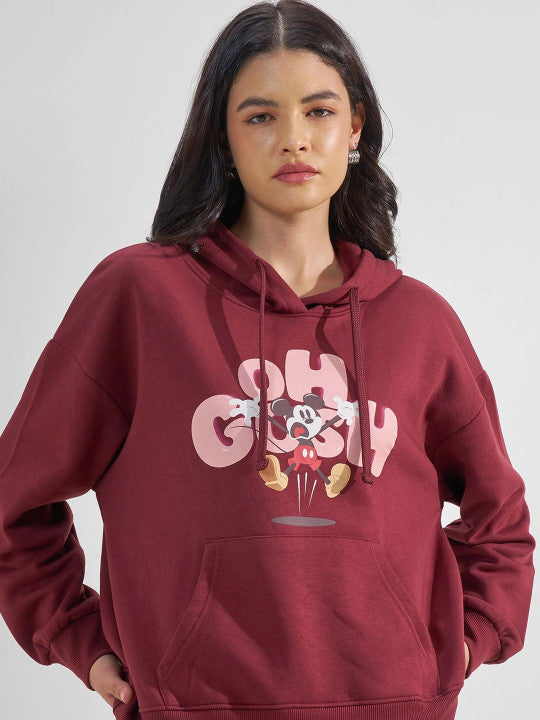Women Printed Hooded Sweatshirt