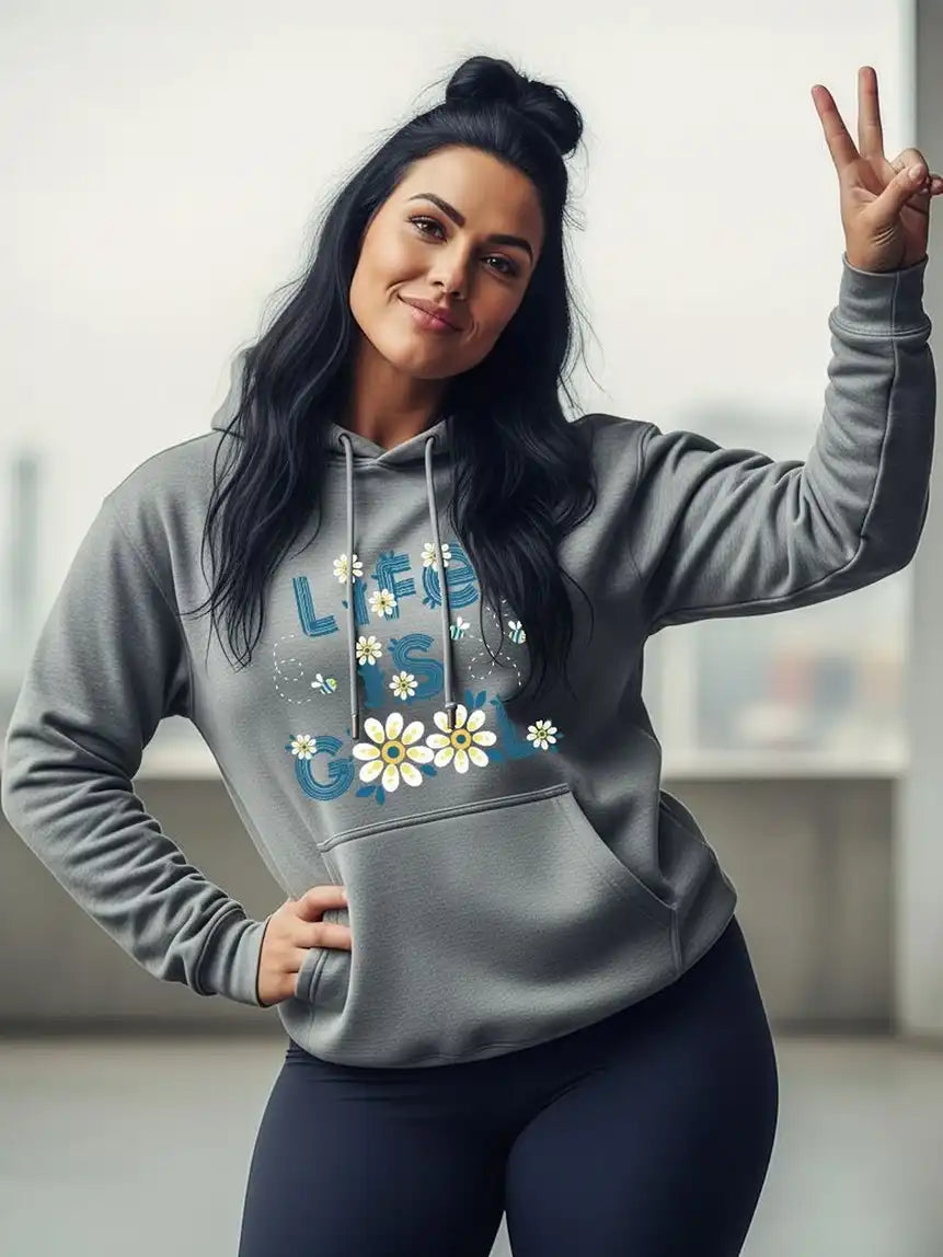 Women Printed Hooded Sweatshirt