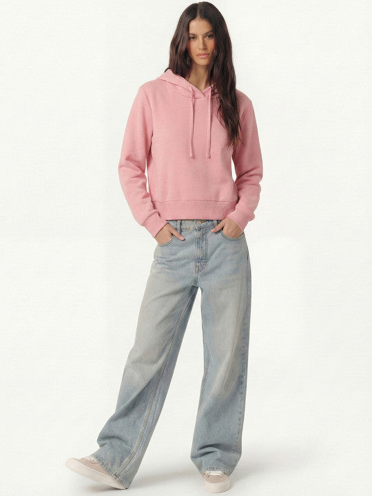 Women Pink Hooded Sweatshirt