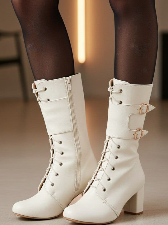 Women Round Toe Zip Boots