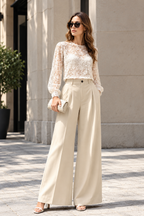 Women Textured Relaxed High-Rise Wrinkle Free Trousers