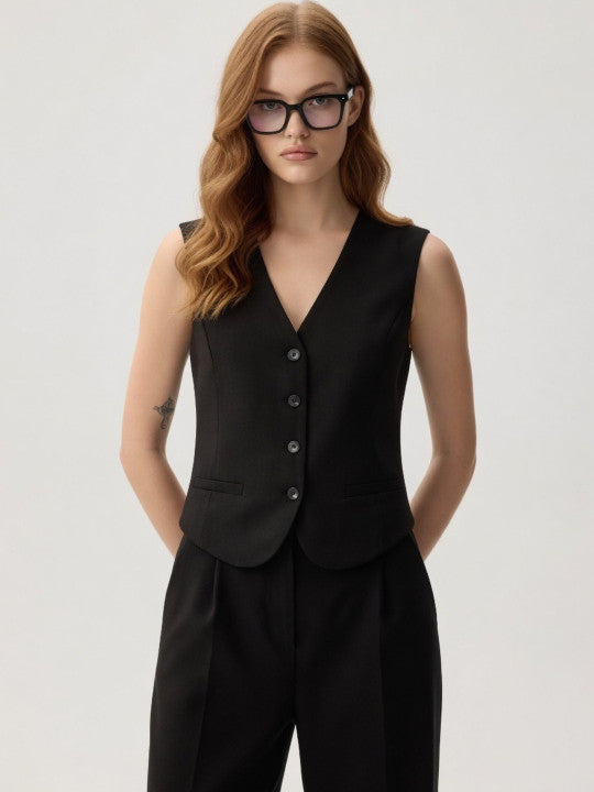 V-Neck Sleeveless Slim Fit Vest