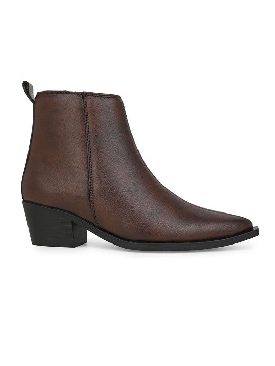 The Lifestyle Co Women Pointed Toe Zip Chelsea Boots