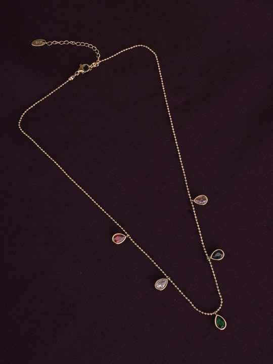 18K Gold-Plated Stainless Steel Cubic Zirconia Studded Minimal Chain