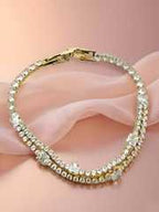18K Gold-Plated Anti-Tarnish Heart Star & Crystal Flower Charm Bracelet