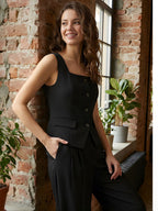 Square Neck Sleeveless Slim Fit Waistcoat