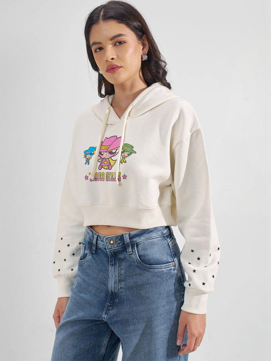 Women Printed Hooded Sweatshirt