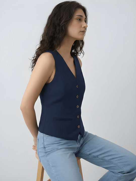 V-Neck Sleeveless Slim Fit Waistcoat