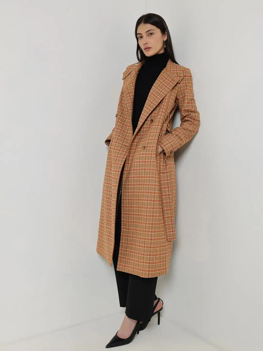 Checked Longline Tailored With Embroidered Jacket