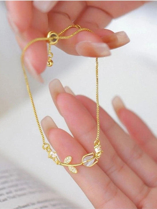 Women Stainless Steel Stone Studded Wraparound Bracelet