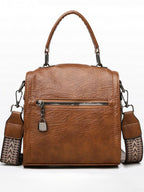 Solid Detachable Strap Zip Detail Structured Handheld Bag