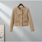 Meryl Tweed Cropped Blazer In Brown