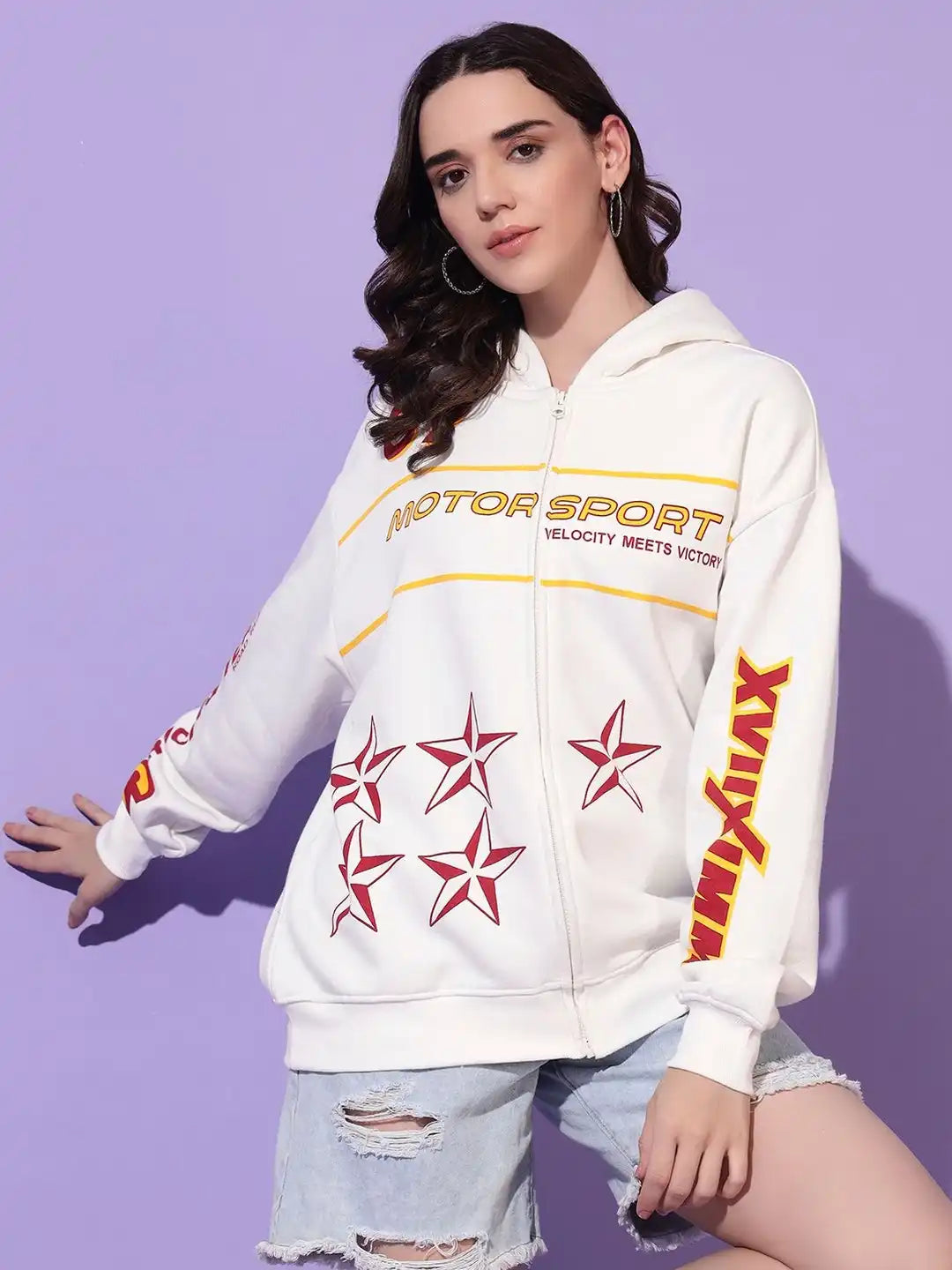Women Printed Hooded Sweatshirt