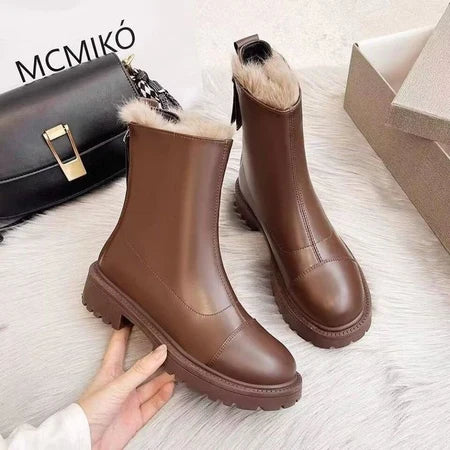 Mindy Fur Ankle Chelsea Boots