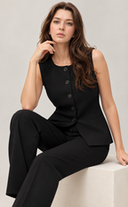 Round Neck Slim-Fit Waistcoat