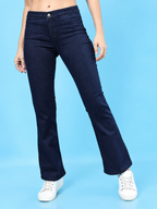 Women Bootcut Slash Knee Stretchable Cotton Jeans
