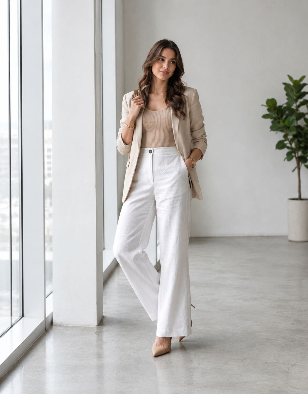Women Textured Relaxed High-Rise Easy Wash Pleated Trousers