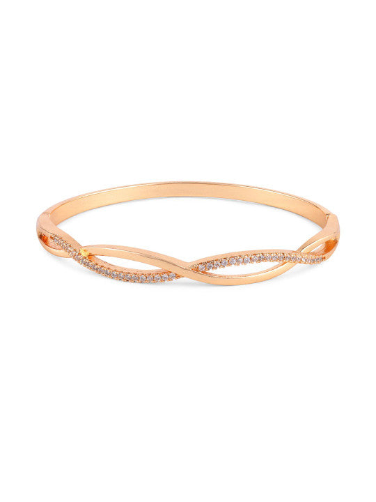 Rose Gold-Plated American Diamond Studded Kada Bracelet