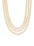 Gold-Plated Pearl Beaded Layered Layered Statement Necklace