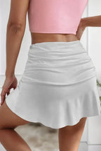 Solid Ruched A-Line Skirt