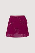 Pink Mid Rise Sequin Wrap Skirt