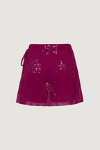 Pink Mid Rise Sequin Wrap Skirt
