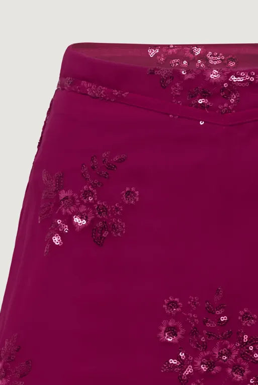 Pink Mid Rise Sequin Wrap Skirt
