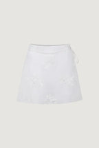 White Mid Rise Sequin Wrap Skirt