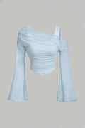 Light Blue Flared Sleeves Top