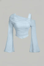 Light Blue Flared Sleeves Top