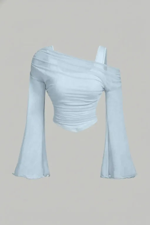 Light Blue Flared Sleeves Top