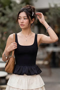 Solid Black Peplum Top