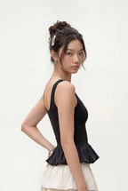 Solid Black Peplum Top