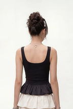 Solid Black Peplum Top