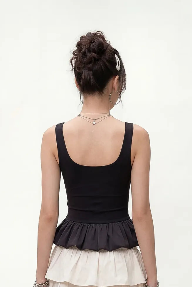 Solid Black Peplum Top